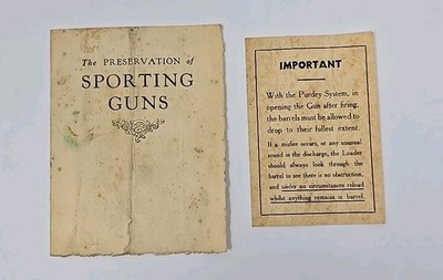James Purdey & Sons Preservation of Sporting Guns & Safety Card c1920-30s