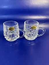 European Collection, Lead Crystal Action Yugoslavia Set of 2 Mini Mugs 3" Tall