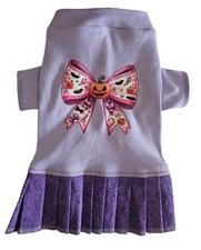Halloween Pumpkin Bow Lavender Purple Knit Dress Dog Puppy Pet Clothes 4xs - L