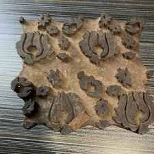 Antique Textile printing stamp Vintage Wood block fabric print Hand-carved