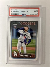 2024 Topps Yoshinobu Yamamoto #553 Los Angeles Dodgers Rookie RC PSA 9 MINT