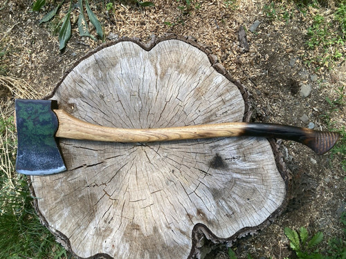 Old Axe head 6 in blade, wood handle 19 in, 4.49 lb