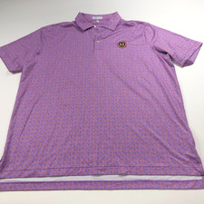 Peter Millar SUMMER COMFORT XL Golf SS Button Polo All Over Print Shirt Purple