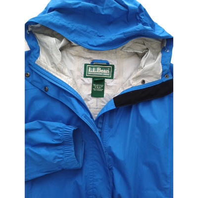 LL Bean Rain Jacket Women's 1X Blue Trail Model ALB7  Full Zip Hooded Windproof