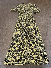 NWOT Womens Dannii Minogue Dress, Size 8, Yellow, Floral, Chiffon, Button Up