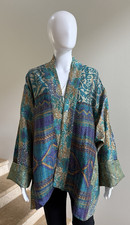 100 Silk Reversible Kantha Jacket, One Size