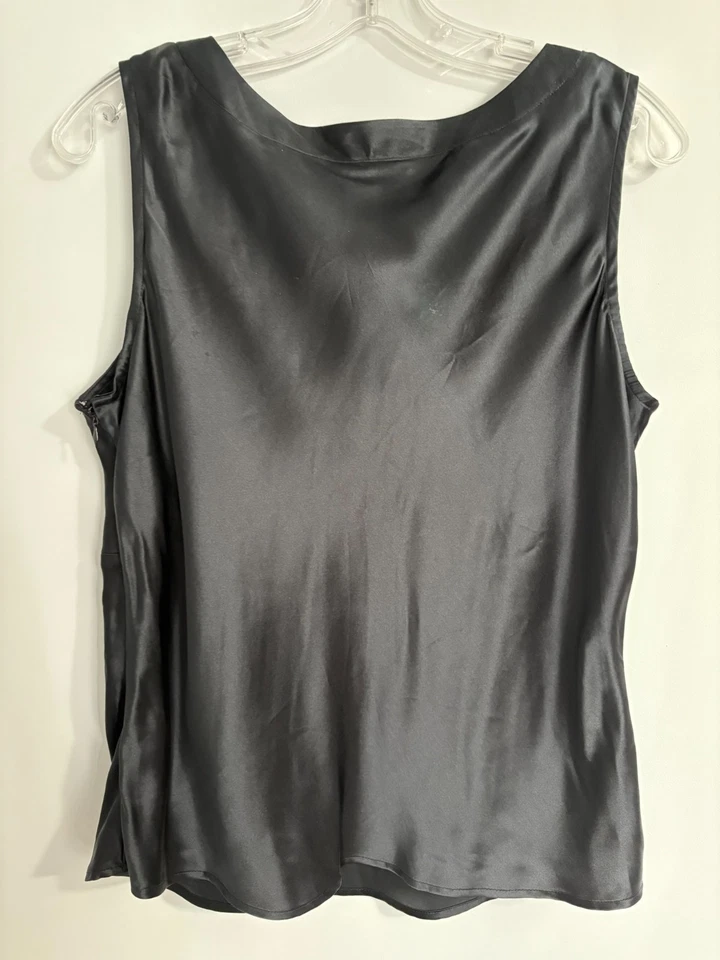 Camiseta sin mangas Mossimo 100 % seda negra XL Babydoll principios de los años 2000 90 Y2K grunge satinado Foto 2 de 4