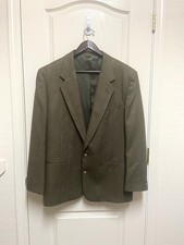 Louis Raphael 44R 100 Pure Wool Glen Plaid Tan  Black Blazer Sport Coat