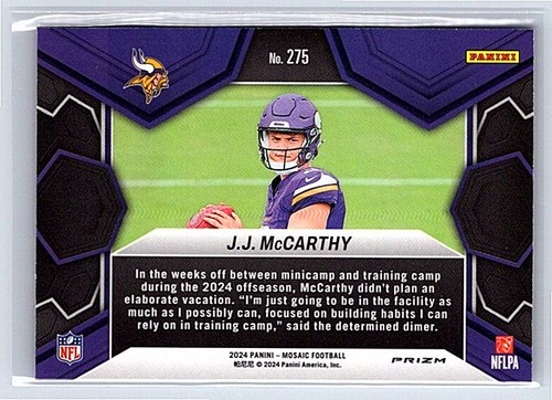 J.J. McCarthy 2024 Panini Mosaic NFL Debut RC #275 Reactive Blue Mosaic (211) - Bild 2 von 2