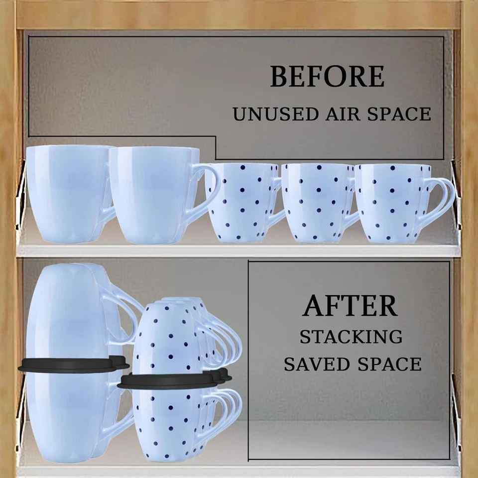 Apilador de tazas armario de cocina estante organizador para armario y despensa negro Foto 2 de 4