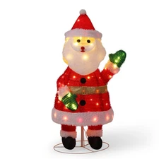 LEADZM 3.3FT Lighted Santa Claus Waving Hand Christmas Yard Decorations