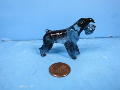 Art Glass Blown Glass Schnauzer Dog Figurine-USED