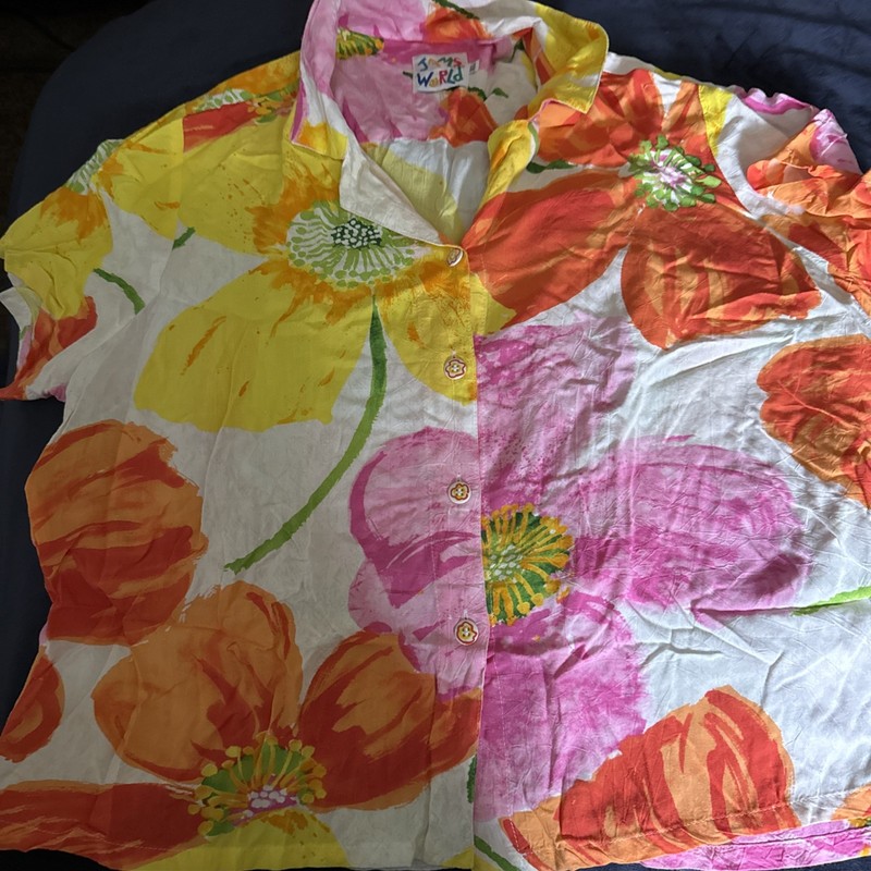 JAMS WORLD🌺WOMANS  XXL BLOUSE “POLKA FERN “ 💯 % RAYON EUC