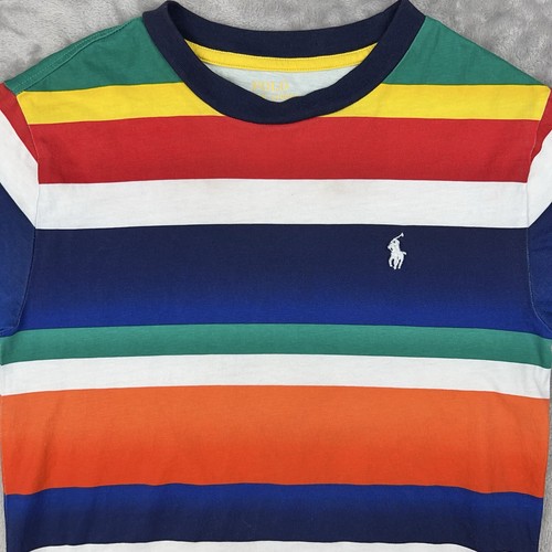 POLO RALPH LAUREN T-Shirt Boy’s Small (8) Bold Striped Cotton Colorful Pony Logo - Picture 13 of 21