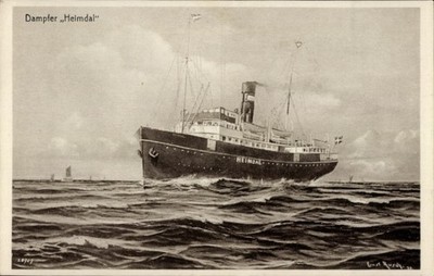 Artist Postcard Svea Johnson Line, Steamship Heimdal - 4787376