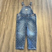 OshKosh B'gosh Blue White Polka Dot Denim Overalls Unisex Baby  Toddler 3T