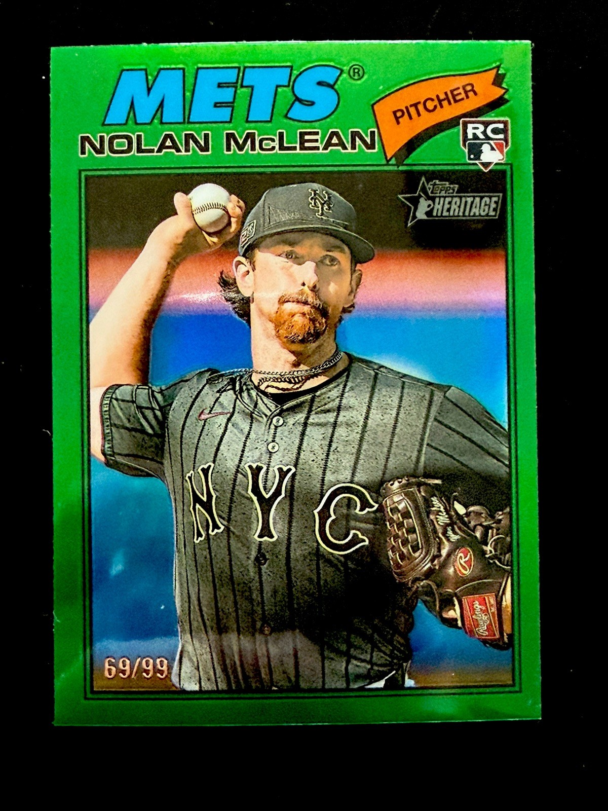 2026 Topps Heritage Nolan McLean Green Chrome Refractor #150 Mets RC #69/99
