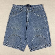 Karl Kani Denim Shorts Mens 38 Blue Double Knee Baggy Y2K Hip Hop Skate Jean 90s