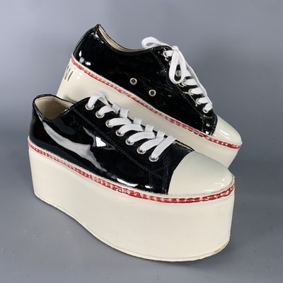 MARNI Size 9 Black White Leather Calf Sneakers