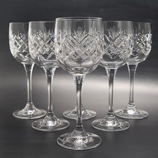 Bohemia Crystal Wine Glasses Set of 6 Cut Glass 150ml Stemware Czech
