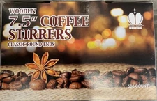 Wooden 7.5” Coffee Stirrers Classic Round Ends 500 Count by Poly King Products