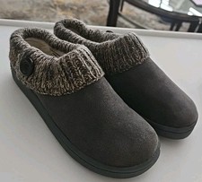 Clarks Stone Knitted Collar Winter Clog Round Closed Toe Slippers NEW NO BOX Sz7