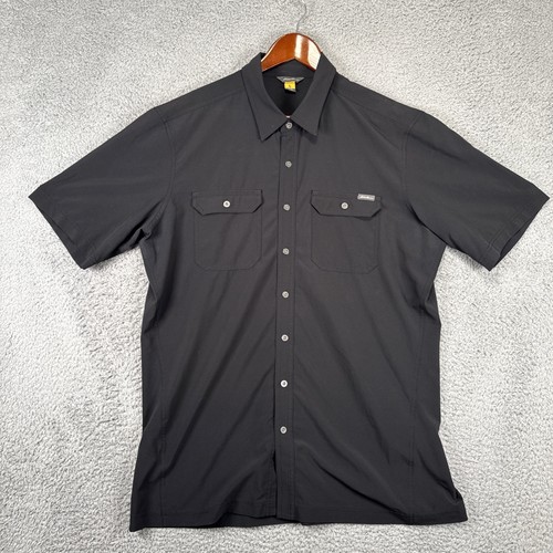 Eddie Bauer Shirt Men's LargeTall TL Travex Black S/S Button Up STRETCHY Fishing - Picture 2 of 8