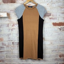 Magaschoni Sweater Dress Silk Cashmere Blend Colorblock Knit Size S