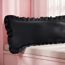 Ruffle Body Pillow Covers, Ruffled Long Pillowc Body 20x54 2 04 - Black