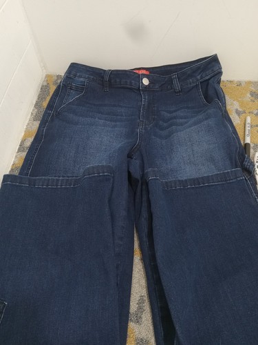 Hot Kiss Jeans Mis Rise Cargo Sz 11 Wide Leg Blue, Lots Of Pockets - Picture 8 of 9