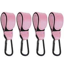 4 Pcs Leather Stroller Hook, Mommy Stroller Clip, Stroller Accessories Organi...