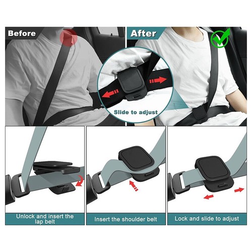 2X Car Auto Seat Belt Strap Comfort Adjuster Clips Neck Supports Clamp Clip - Picture 6 of 9