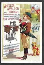 Victorian Trading Card - Wheeler & Wilson - "Boy eating Apple" (2K4)