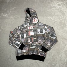 Nike Air Jordan Hoodie Youth Small Grey Jumpman Pullover Fleece Sweatshirt AOP
