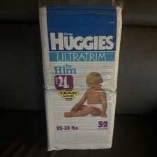 52 Huggies Baby Steps 4 For Boys Large Vintage Plastic Diapers