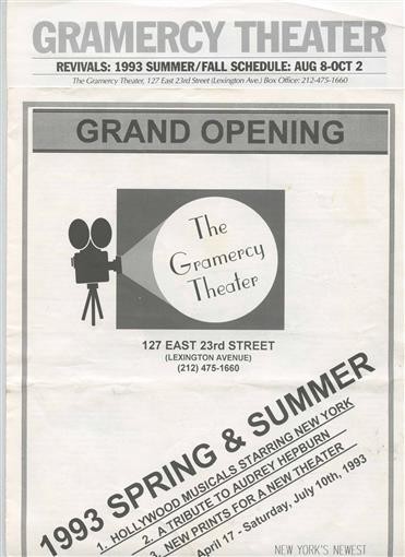 Gramercy Theater Grand Opening & Elizabeth Taylor Films Programs 1993 New York 