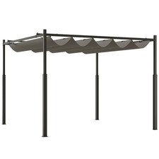 Outsunny 3 x 3(m) Pergola with Retractable Roof, 80mm Metal Column, Grey
