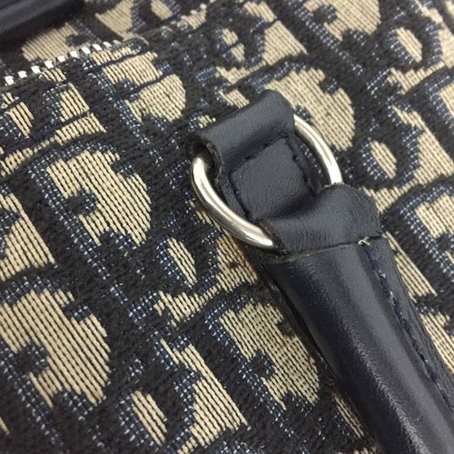 Christian Dior Oblique Trotter Canvas Leather Boston Hand Bag Navy blue/6BF1260 - Foto 16 di 18