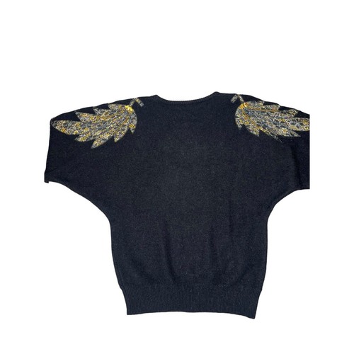 VTG Women's Lambswool ANGORA Beaded Embellished Sweater 80s Medium golden girls - Picture 2 of 11