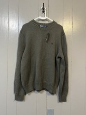 VINTAGE Polo Ralph Lauren Sweater Mens Large Green Knit Crewneck Deadstock 90s