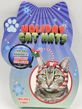 New Holiday Cat Hats Striped Red & White With Mistletoe Feline Costume Hat