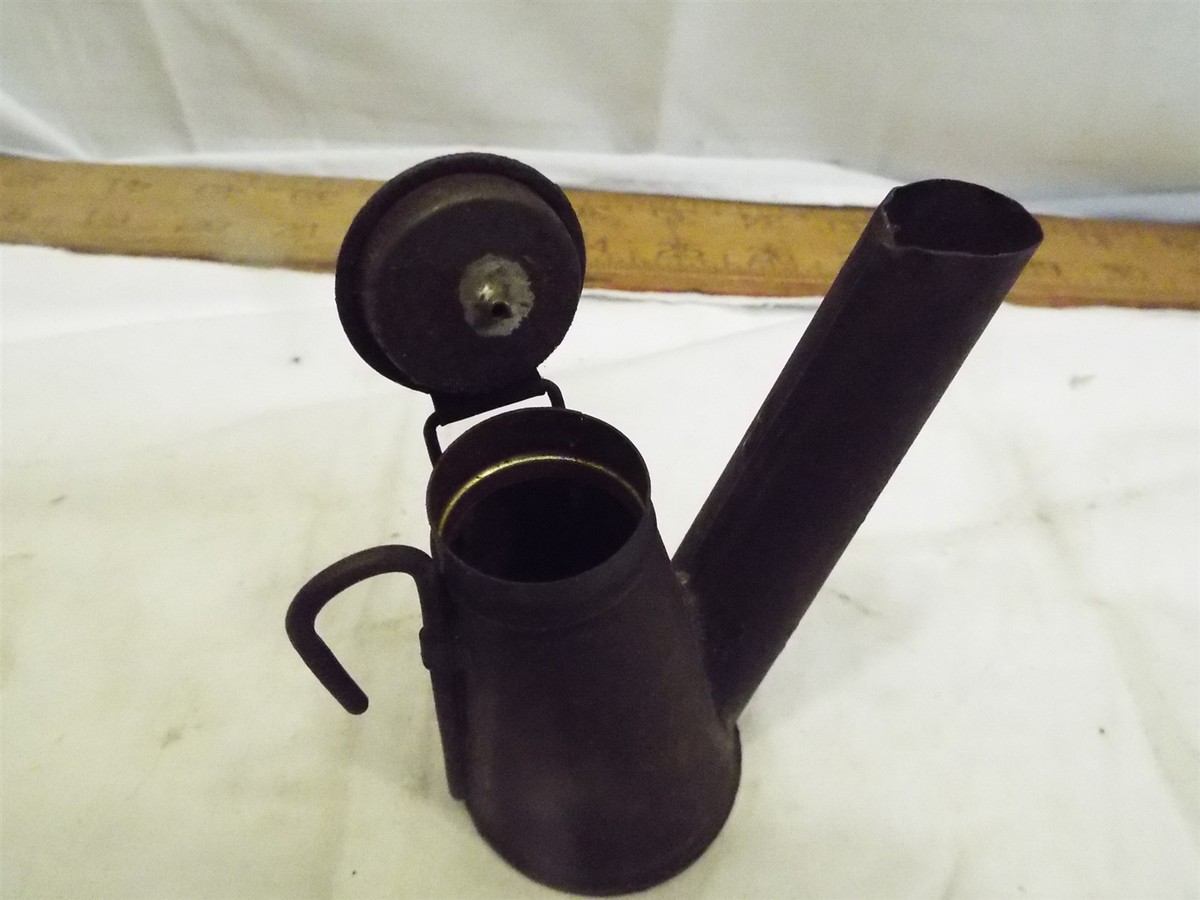 Antique Tin Coal Miners Lamp Mining Light Cap Safety Hat Mount