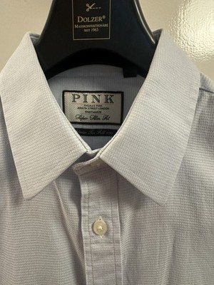 Thomas Pink Shirt Super Slim Fit Size 16/41, Light Blue, As New