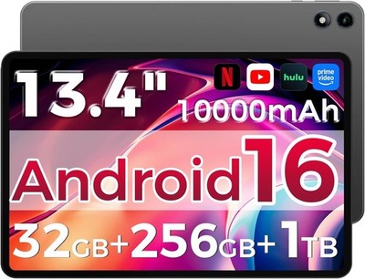 Tablet 13,4 Zoll, Android 16 Tablet mit Octa-Core Prozessor, 32GB RAM + 256GB ROM