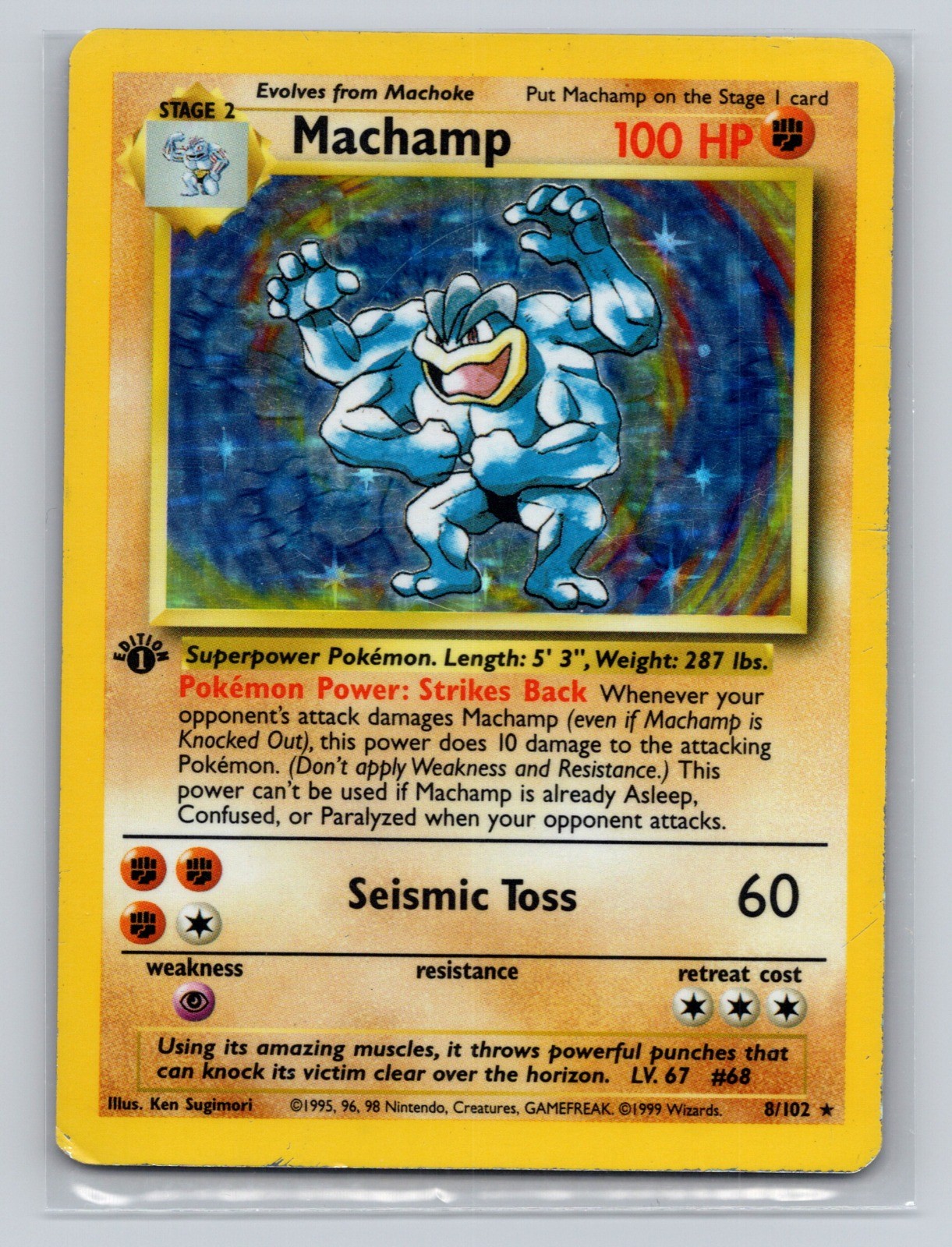 Pokemon Machamp 008/102 1st Edition Holo Rare