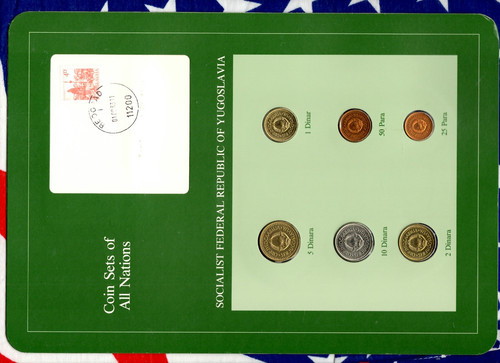 Coin Sets of All Nations Yugoslavia UNC 10,5,2,1 Dinara 50,25 Para 1983