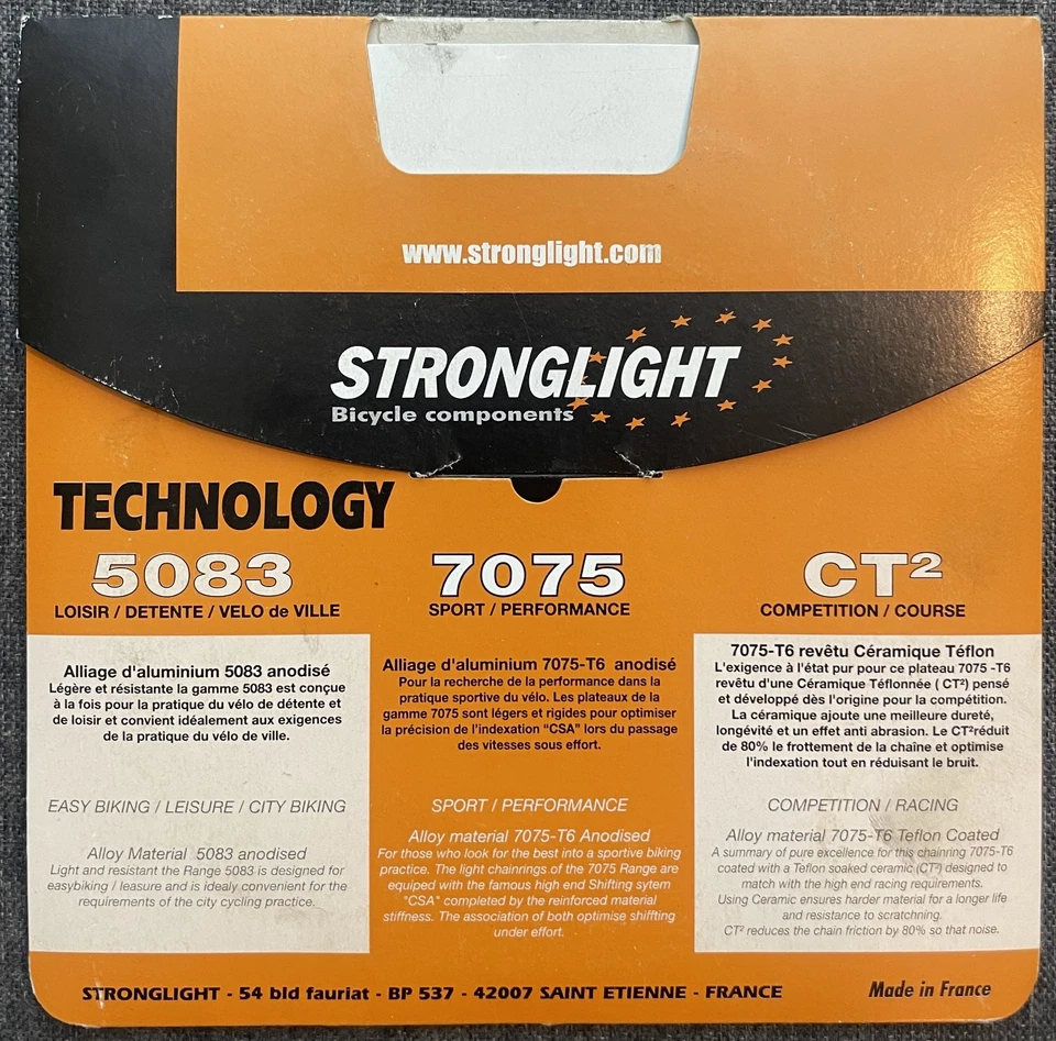 Stronglight 7075 Cyclocross Chainring.  130 BCD.  44t - Image 2 of 2