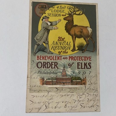 Antique ''Benevolent and Protective Order of Elks'' Postcard 1907