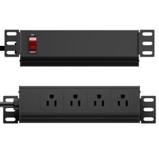 10" Rack Power Distribution Unit PDU 1U, 4 Outlets, 6ft Cable, Surge Protection