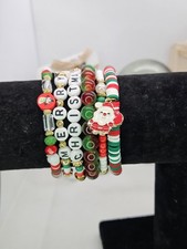Joyful Christmas Colored Set Of 6 Bracelets Bundled For Xmas Gifts